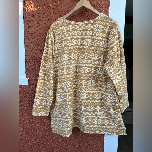 D&Co. Tunic Sweater Women Petite Extra Large Yellow Printed Polar Fleece V-Neck - Picture 5 of 5